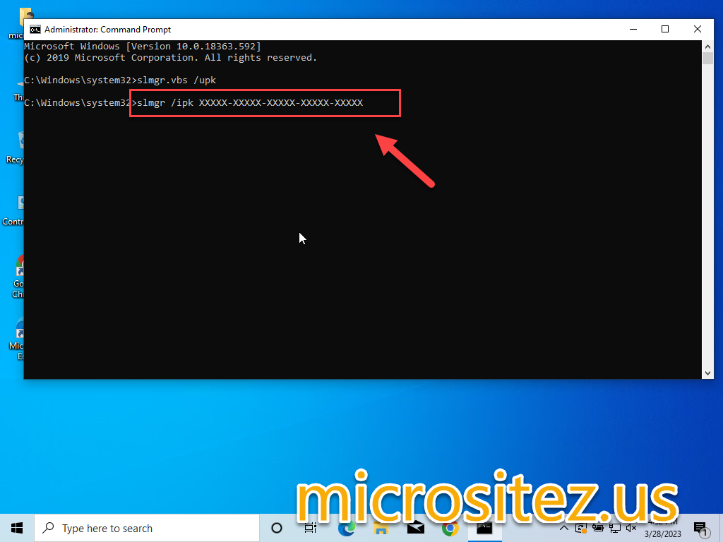 Windows 10 Pro Activate Windows keys with Command Prompt